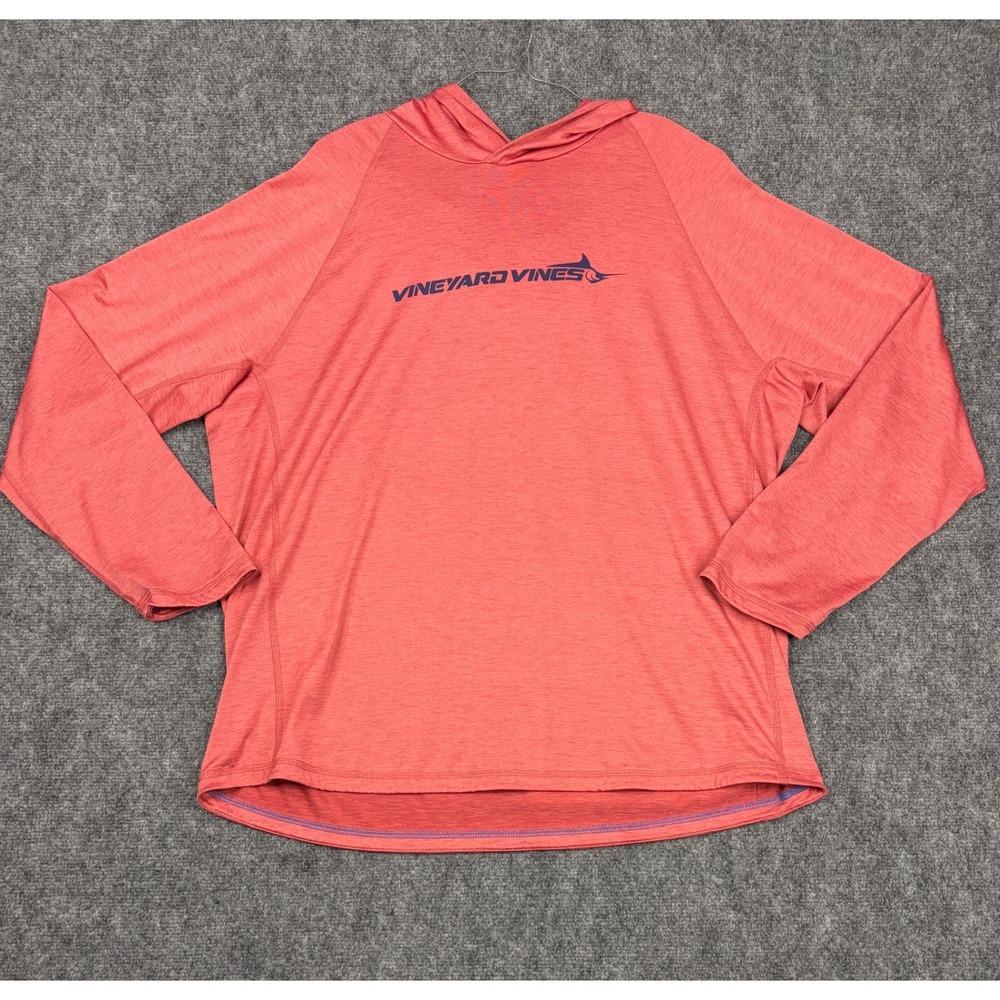 Vineyard Vines Performance Hoodie Mens XL Red Heathered Long Sleeve Fishing Top